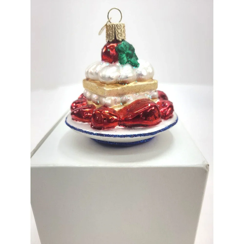 2011 Old World Christmas Molded Mouth Blown Glass Strawberry Shortcake Ornaments